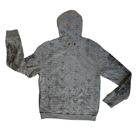 Buffalo David Bitton Sweatshirt Jacket Mens L Gray Distressed Look Printed Logo - Picture 9 of 16